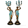 Hot Sale Outdoor bronze statue light lamp woman